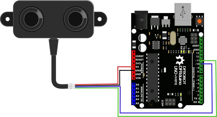conexión de sensor ultrasonico a prueba de agua con arduino