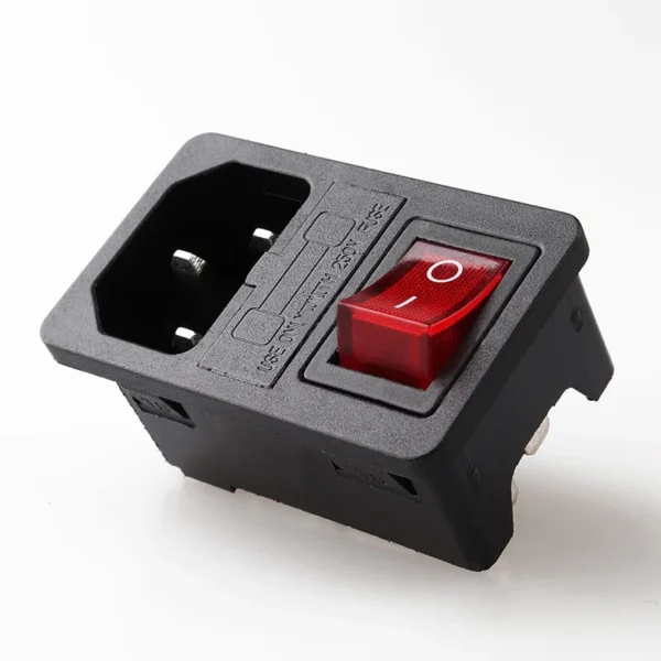 Conector de alimentación con interruptor y fusible