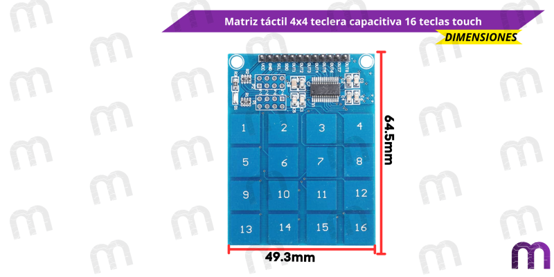 Matriz táctil 4x4 teclera capacitiva 16 teclas touch