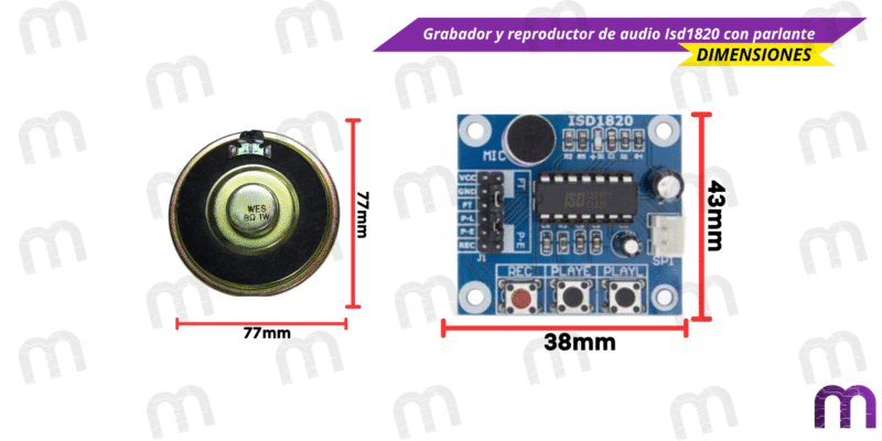 servomotor Grabador y reproductor de audio Isd1820 con parlante