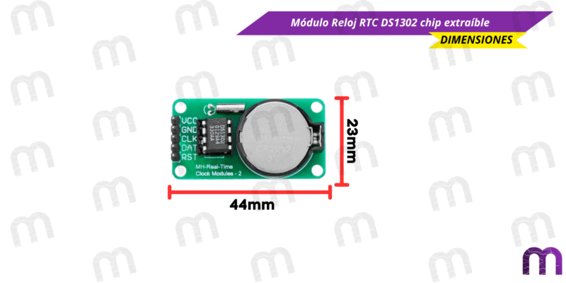 Módulo Reloj RTC DS1302 chip extraíble