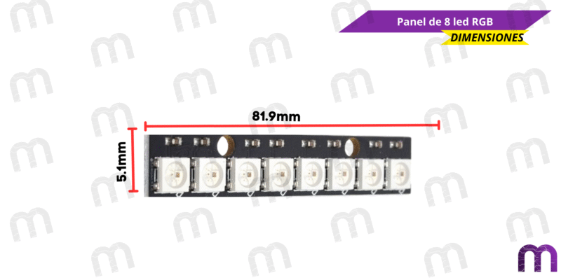 led RGB Panel de 8 led RGB