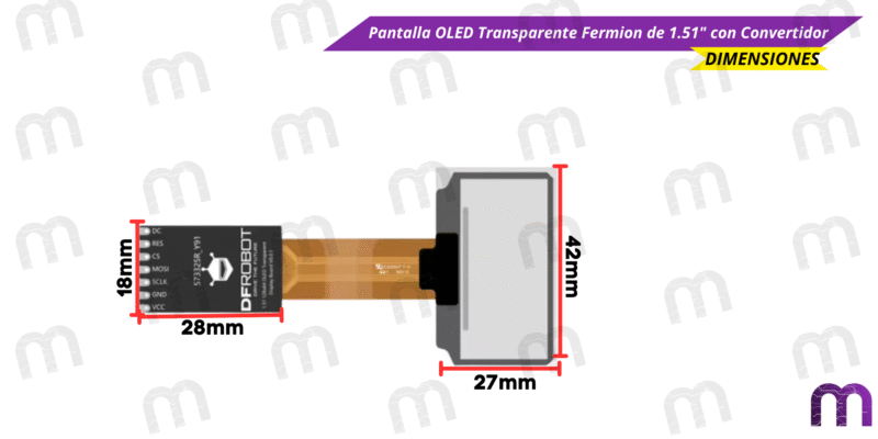 Pantalla OLED Transparente Fermion de 1.51" con Convertidor