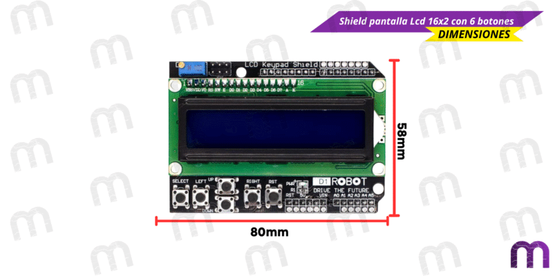 Shield pantalla Lcd 16x2 con 6 botones