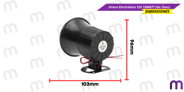 Sirena Electrónica 12V 15WATT (Un Tono) - Imagen 3