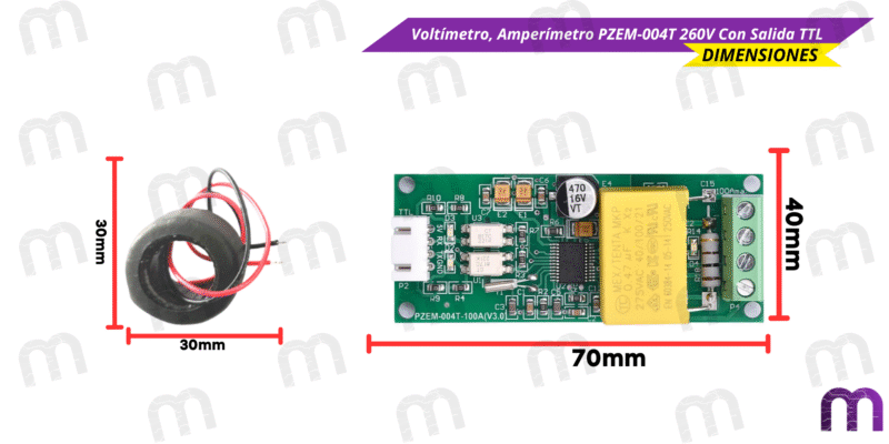 Voltímetro, Amperímetro PZEM-004T 260V Con Salida TTL