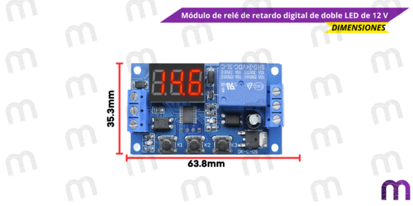 Módulo de relé de retardo digital de doble LED de 12 V - Imagen 2
