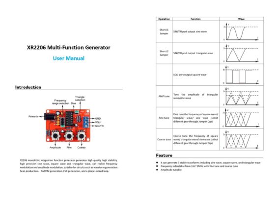Kit DIY Generador de Funciones XR2206 Ondas 1Hz-1MHz