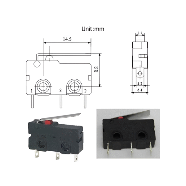 Micro Final de carreta Limit Switch 5A 250 VAC - Imagen 2