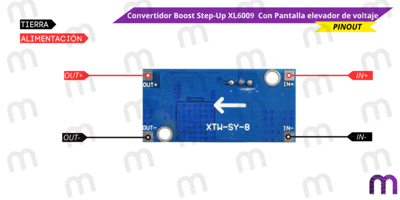Convertidor Boost Step-Up XL6009 Con Pantalla elevador de voltaje
