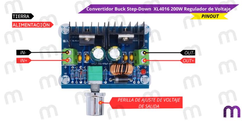 Convertidor Buck Step-Down XL4016 200W Regulador de Voltaje