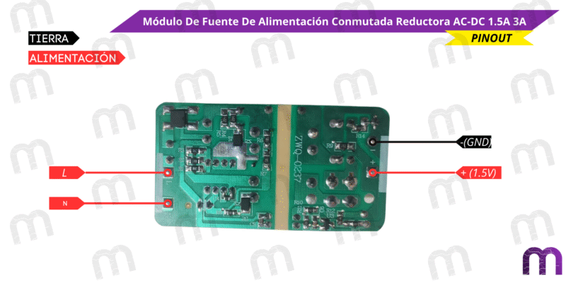 Módulo De Fuente De Alimentación Conmutada Reductora AC-DC 24V 1.5A 3A