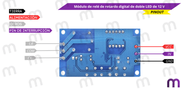 Módulo de relé de retardo digital de doble LED de 12 V - Imagen 3