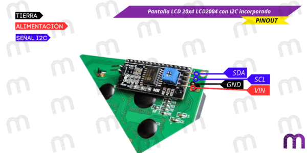 Pantalla LCD 20x4 LCD2004 con I2C incorporado - Imagen 6