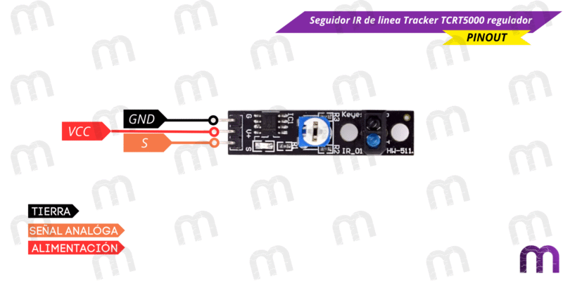 TCRT5000 Seguidor IR de linea Tracker TCRT5000 regulador
