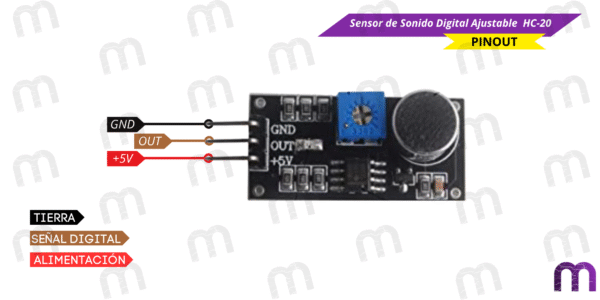 Sensor de Sonido Digital Ajustable  HC-20 - Imagen 2