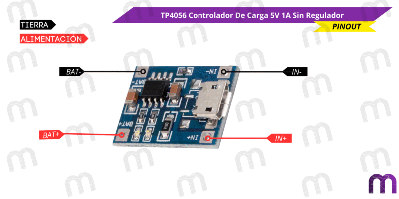 TP4056 Controlador De Carga 5V 1A Sin Regulador