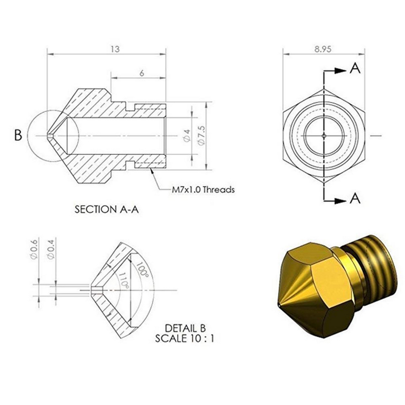 Kit Extrusora MK10 Para filamento 1.75mm