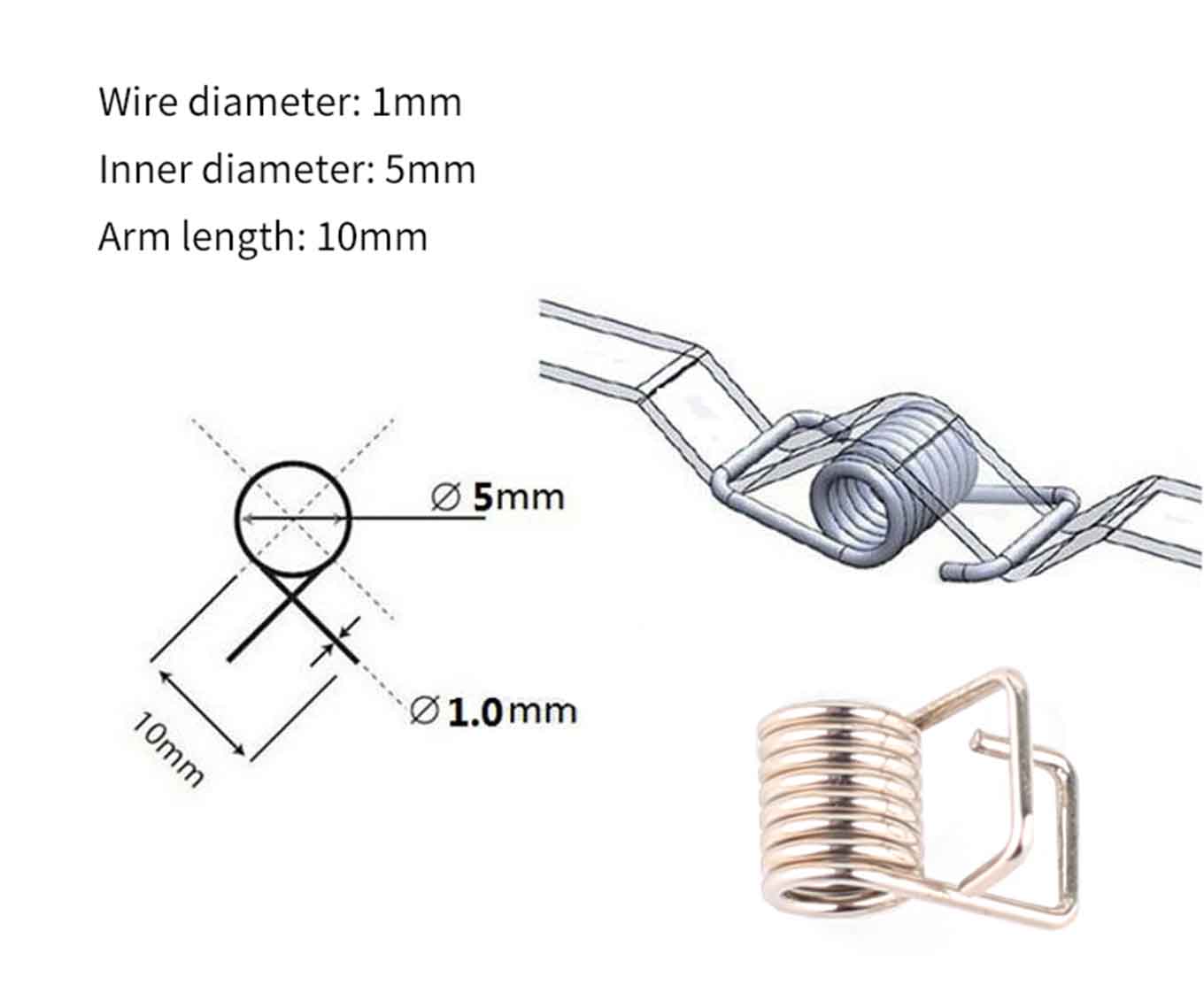 Resorte de torsión de bloqueo 5x10x1mm
