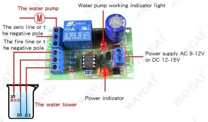 cableado Kit Módulo Controlador Sensor Nivel de Agua DIY Automático