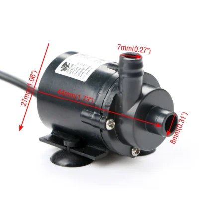 dimensiones Bomba de Agua 12V 280LH Sumergible Sin Escobillas