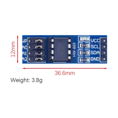 dimensiones Módulo de Memoria EEPROM IC2 Externa para Arduino AT24C256