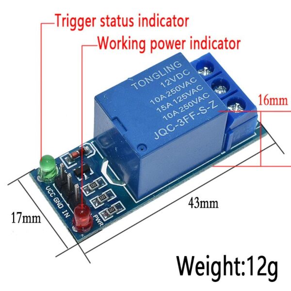 dimensiones Modulo relé 12V