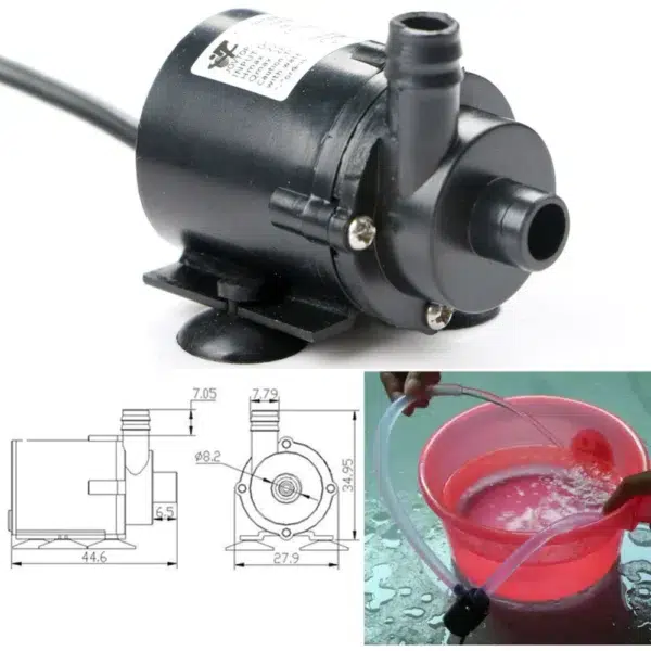 dimensiones ejemplo Bomba de Agua 12V 280LH Sumergible Sin Escobillas
