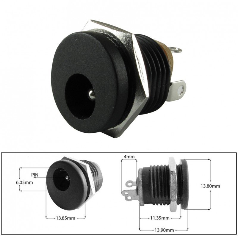 Jack DC hembra para chasis 2.1x5.5mm
