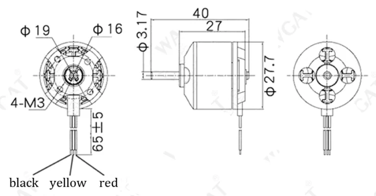 medidas Motor Brushless A2212 de 1400kV Hélice para Aviones Aeronaves Teledirigidas