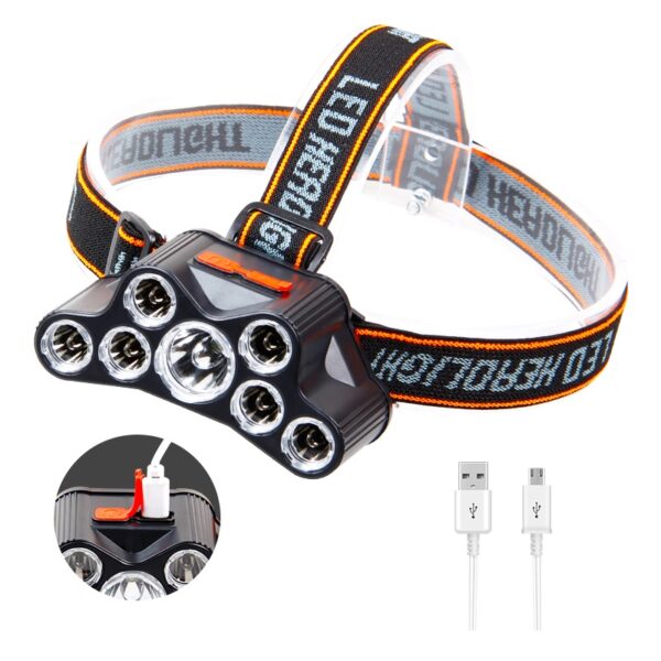 Linterna Frontal Recargable Por USB 7 LED - Imagen 2
