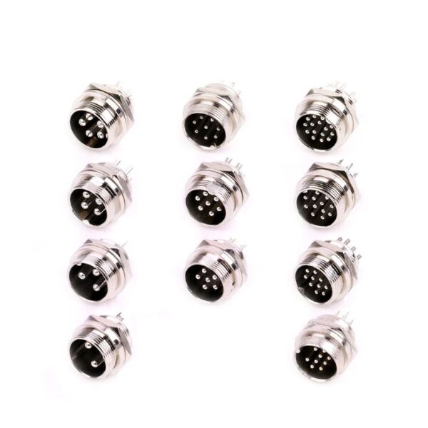 Conector GX16 metalico nickel Chasis Varios pines - Imagen 5