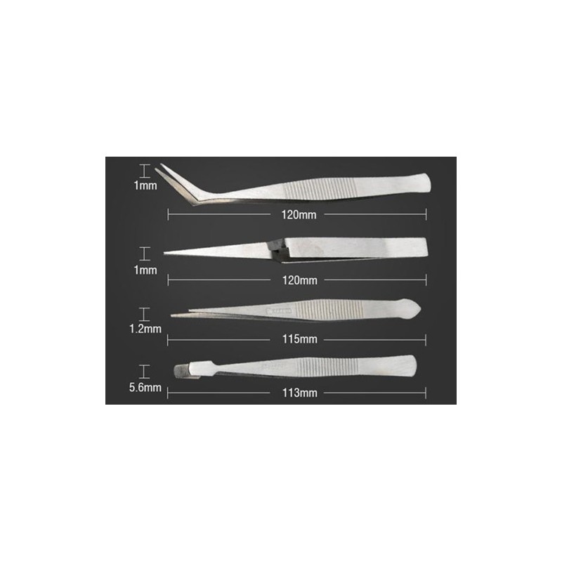Set de 4 Pinzas de precisión Antimagnéticas HARDEN